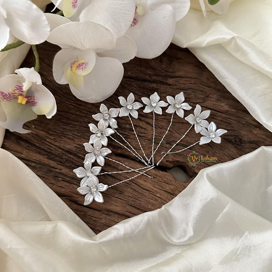 White Flower Juda Hair Pin-Hair Accessories-H646