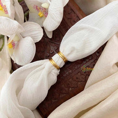 Vriksham Elegant Gold Green Petals With Textured Ridges Adjustable Toe Rings-G21661