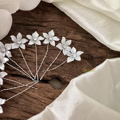 White Flower Juda Hair Pin-Hair Accessories-H646