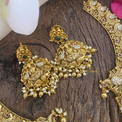 Vriksham American Diamond Lakshmi Pendant Short Neckpiece-Gold bead-G16438