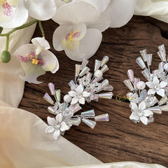 Floral Hair Clip with Bead-Hair Accessories-H788