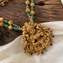 Antique Lakshmi Pendant Neckpiece -Green Bead-G12438