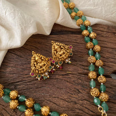 Antique Lakshmi Pendant Neckpiece -Green Bead-G12438