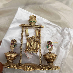 Vriksham Radha Krishna Swing With Twin Holders & Gem Accents Kumkum Box-G20286