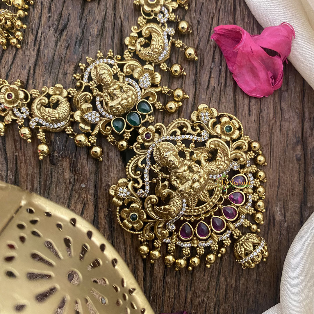 Vriksham Gold Look Alike Lakshmi Short Neckpiece-Gold Bead-G16459