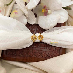 Vriksham Gold-Plated Sunflower White Center Stone Adjustable Toe Rings-G21651