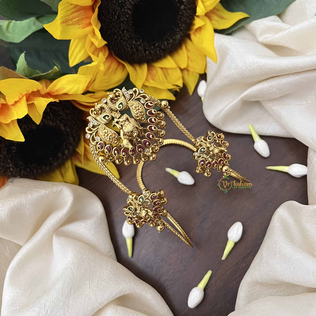 Vriksham Golden Three Krishna Vangi/Armlet-Jhumka-Peral-G20988