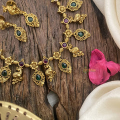 Vriksham Designer Red Green Peacock Short Neckpiece-G16448