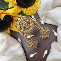 Vriksham Ad Stone Three Lakshmi Floral Vangi /Armlet-Golden Bead-G20994