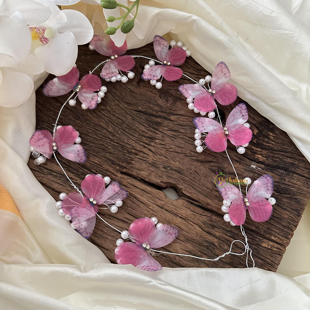 Pink Butterfly with Beads Hair Accessories-H638