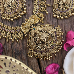 Vriksham Premium Krishna Pendant Short Neckpiece-Gold Bead-G16441