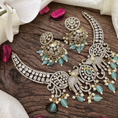 Vriksham Dual Elephant Victorian Hasli Choker-Pastel Green-G16296