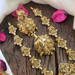 Vriksham Exquisite AD Stone Lakshmi Pendant Short Neckpiece-Gold Bead-G16447