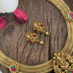 Vriksham Premium Lakshmi Addigai-Red Green-Gold Bead-G16429