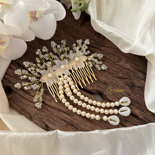 Stylish Comb Hair Clip with Crystal Pearls-Hair Accessories-H809