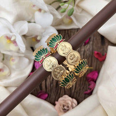 Vriksham Elegant Lakshmi Coin With Lotus Style Bangles-Green Red-G20987