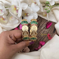Vriksham Elegant Lakshmi Coin With Lotus Style Bangles-Green Red-G20987