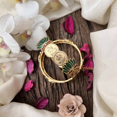 Vriksham Elegant Lakshmi Coin With Lotus Style Bangles-Green Red-G20987