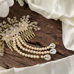 Stylish Comb Hair Clip with Crystal Pearls-Hair Accessories-H809