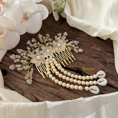 Stylish Comb Hair Clip with Crystal Pearls-Hair Accessories-H809