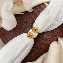 Vriksham Antique Matte Gold Sunburst Red Adjustable Toe Rings-G21652