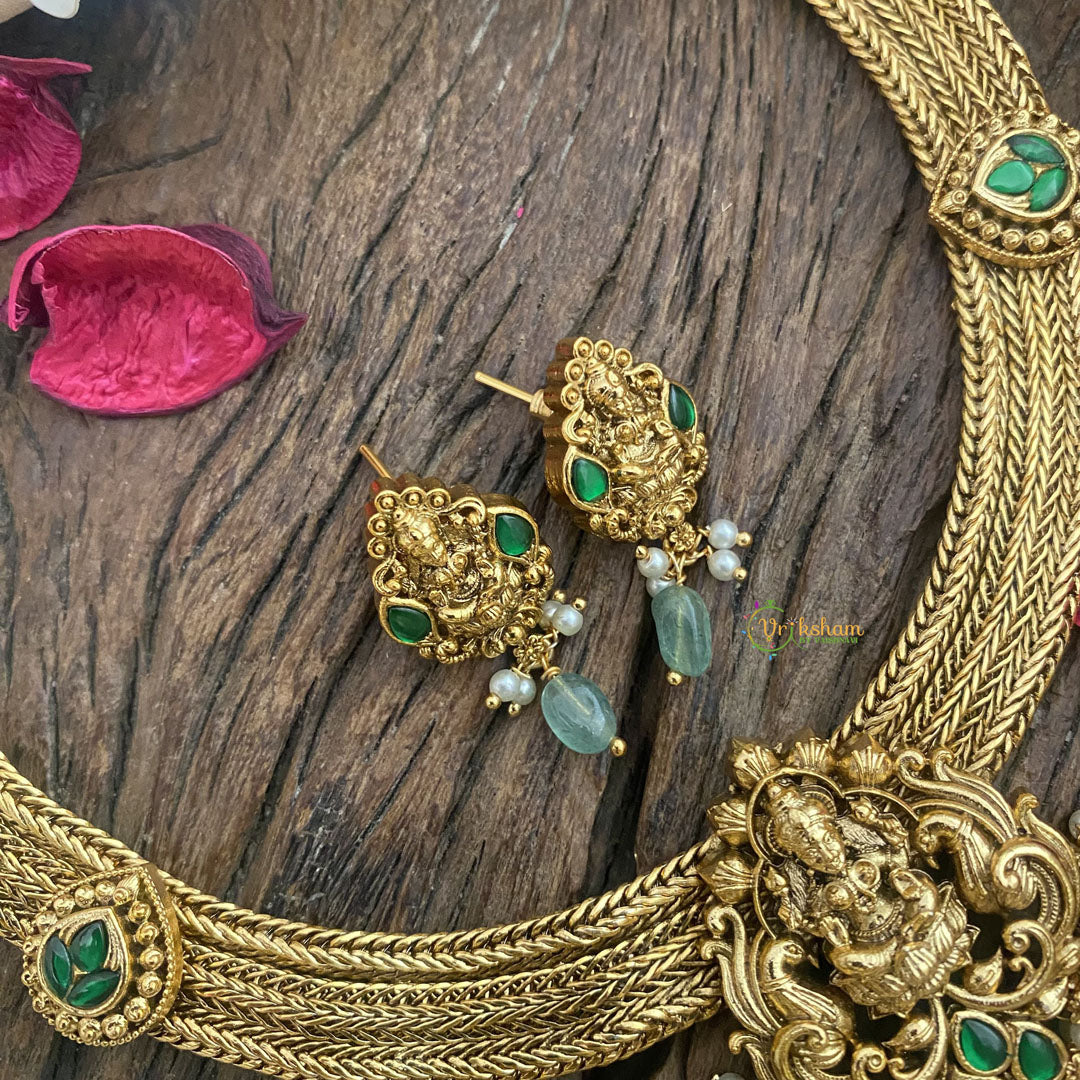 Vriksham Premium Lakshmi Addigai-Green-Green Bead-G16431