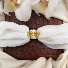 Vriksham Antique Matte Gold Sunburst Red Adjustable Toe Rings-G21652