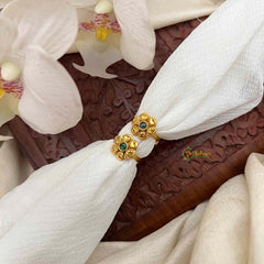 Vriksham Antique Matte Gold Sunburst Green Adjustable Toe Rings-G21654