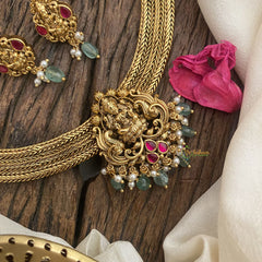 Vriksham Premium Lakshmi Addigai-Red-Green Bead-G16434