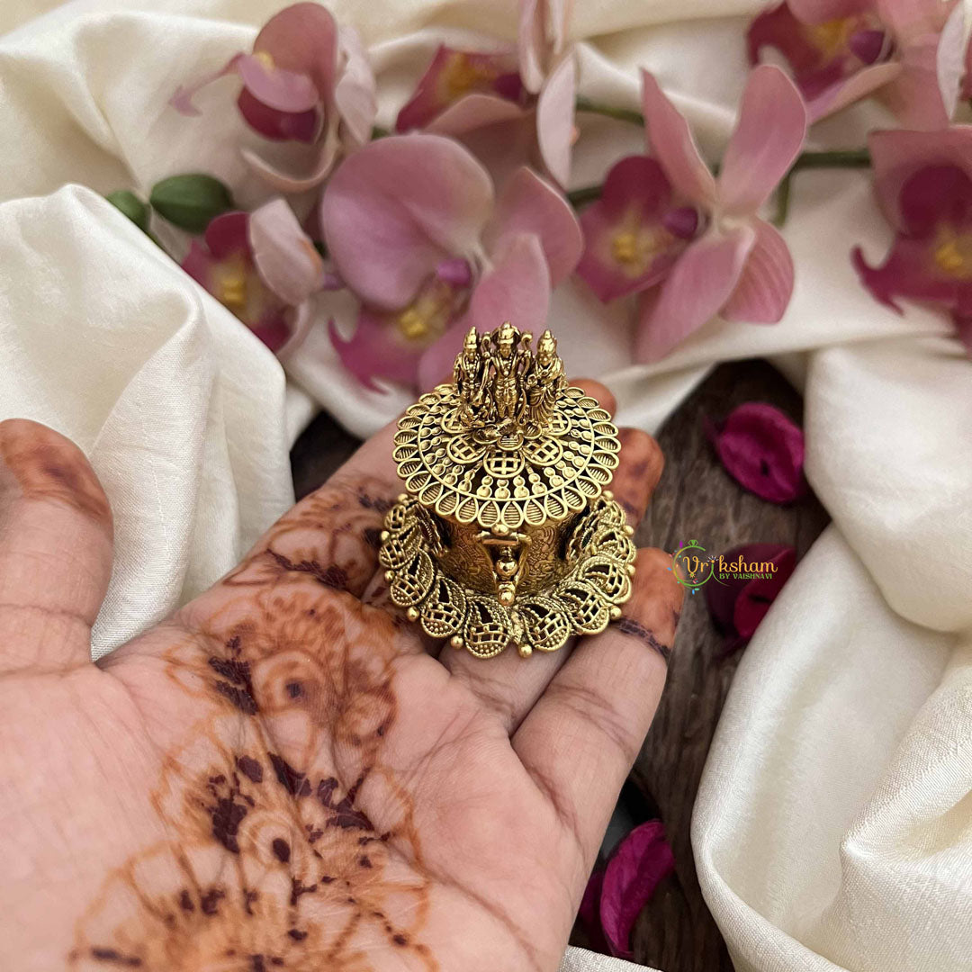 Vriksham Temple Inspired Ram Parivar Idol Gold Kumkum Box-G20275