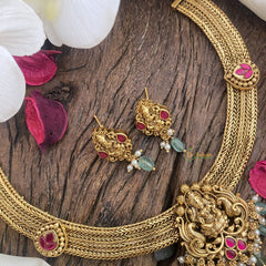 Vriksham Premium Lakshmi Addigai-Red-Green Bead-G16434