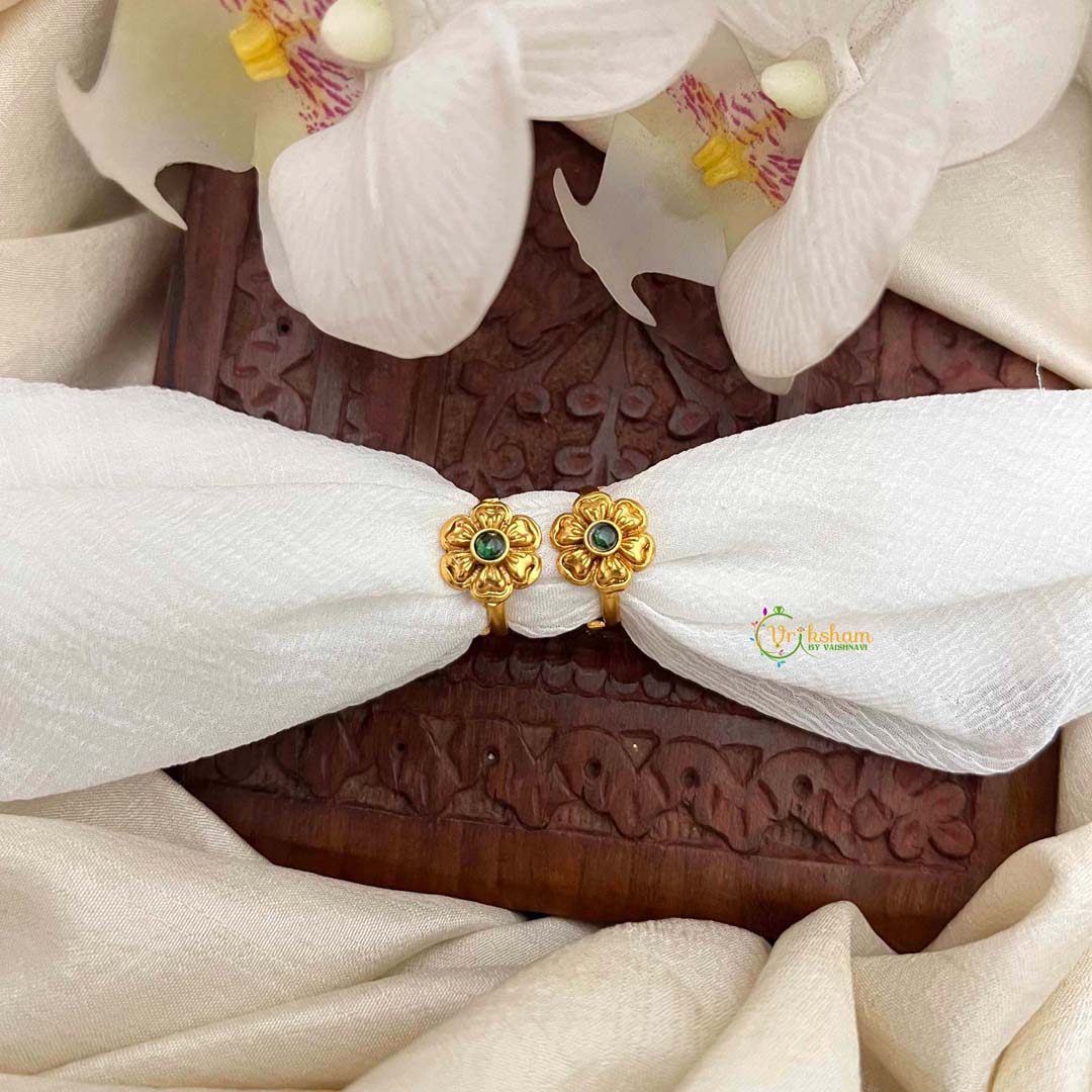 Vriksham Antique Matte Gold Sunburst Green Adjustable Toe Rings-G21654