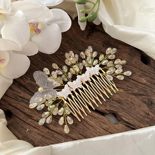 Stylish Comb Hair Clip with Crystal Pearls-Hair Accessories-H808