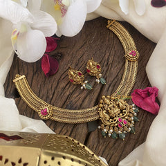 Vriksham Premium Lakshmi Addigai-Red-Green Bead-G16434
