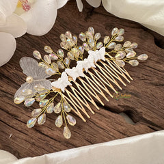 Stylish Comb Hair Clip with Crystal Pearls-Hair Accessories-H808