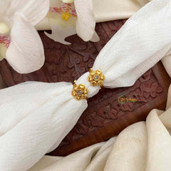 Vriksham Antique Matte Gold Sunburst White Adjustable Toe Rings-G21653