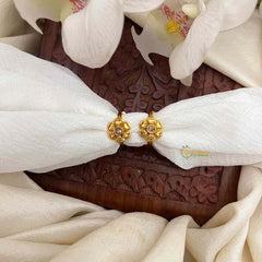 Vriksham Antique Matte Gold Sunburst White Adjustable Toe Rings-G21653