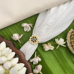 Vriksham Precious Kemp Finger Ring-Red Green-Pearl-G18531