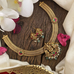 Vriksham Premium Lakshmi Addigai-Red Green-Green Bead-G16430