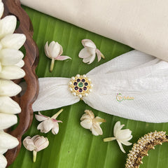 Vriksham Precious Kemp Finger Ring-Red Green-Pearl-G18531