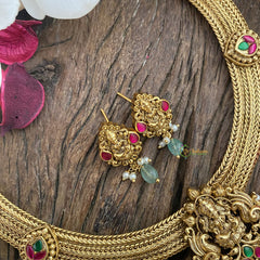 Vriksham Premium Lakshmi Addigai-Red Green-Green Bead-G16430
