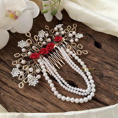 Fancy Layered Comb Hair Clip with Pearls-Hair Accessories-H806