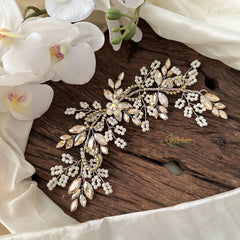 Bridal Golden Stone Veni with Pearl-Hair Accessories-H811