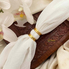 Vriksham Blossom Gold Finish Floral Adjustable Toe Rings-White-G21649