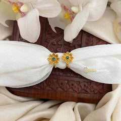 Vriksham Vintage Textured Disc Floral Green Adjustable Toe Rings-G21663