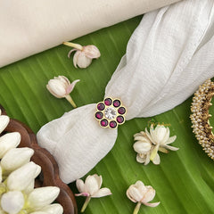 Vriksham Precious Kemp Finger Ring-White Red-Pearl-G18527