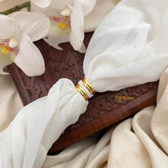 Vriksham Vintage Textured Disc Floral White Adjustable Toe Rings-G21664