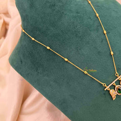 Vriksham Dainty Gold-Plated Bead Chain Ethnic Peacock With Teardrop Neckpiece-White Green-G22323