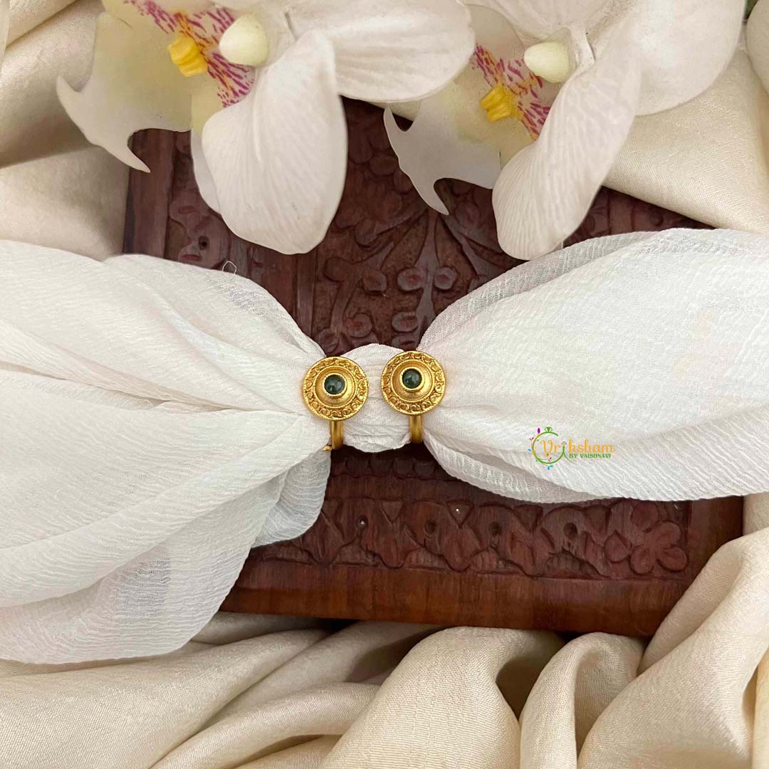 Vriksham Antique Finish Green Stone Adjustable Toe Rings-G21643