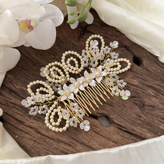 Golden Pearl with Crystal Bead Comb Hair Pin-Hair Accessories-H815